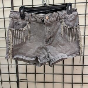 New Women's Denim Shorts W Rhinestones